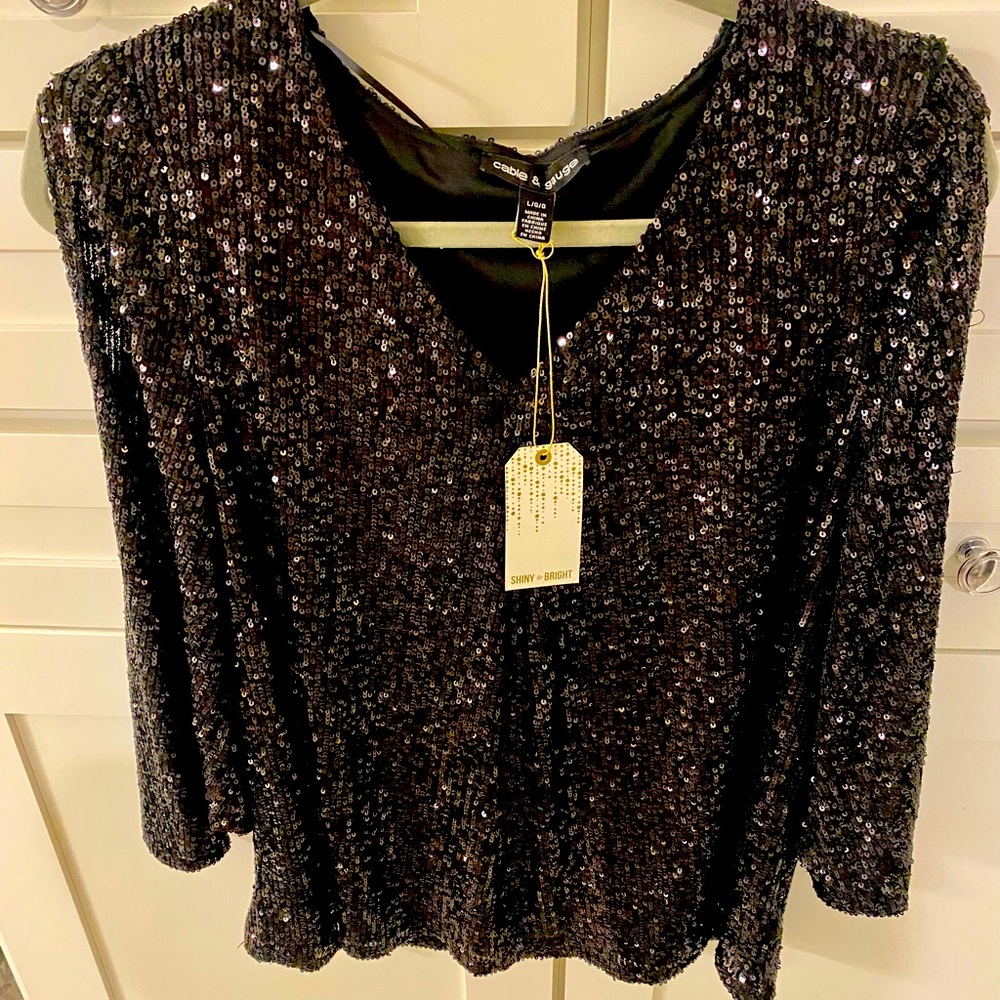 Women’s sequin cold shoulder top